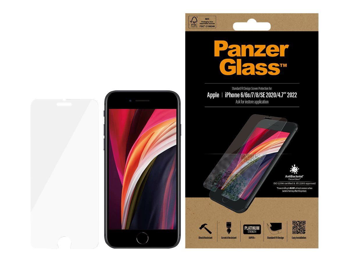 PanzerGlass Original - Bildschirmschutz für Handy - Glas - kristallklar - für Apple iPhone 6, 6s, 7, 8, SE (2. Generation)