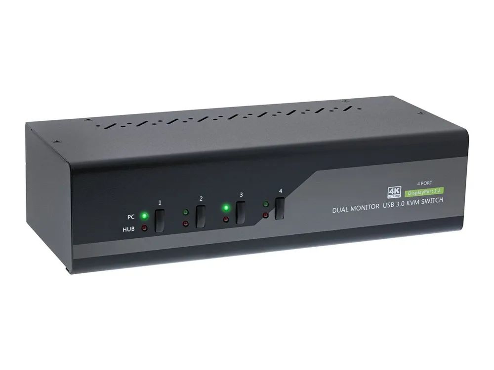 InLine KVM Desktop Switch - 4-fach - Dual-Monitor DP 1.2 - 4K - USB 3.0 - Audio