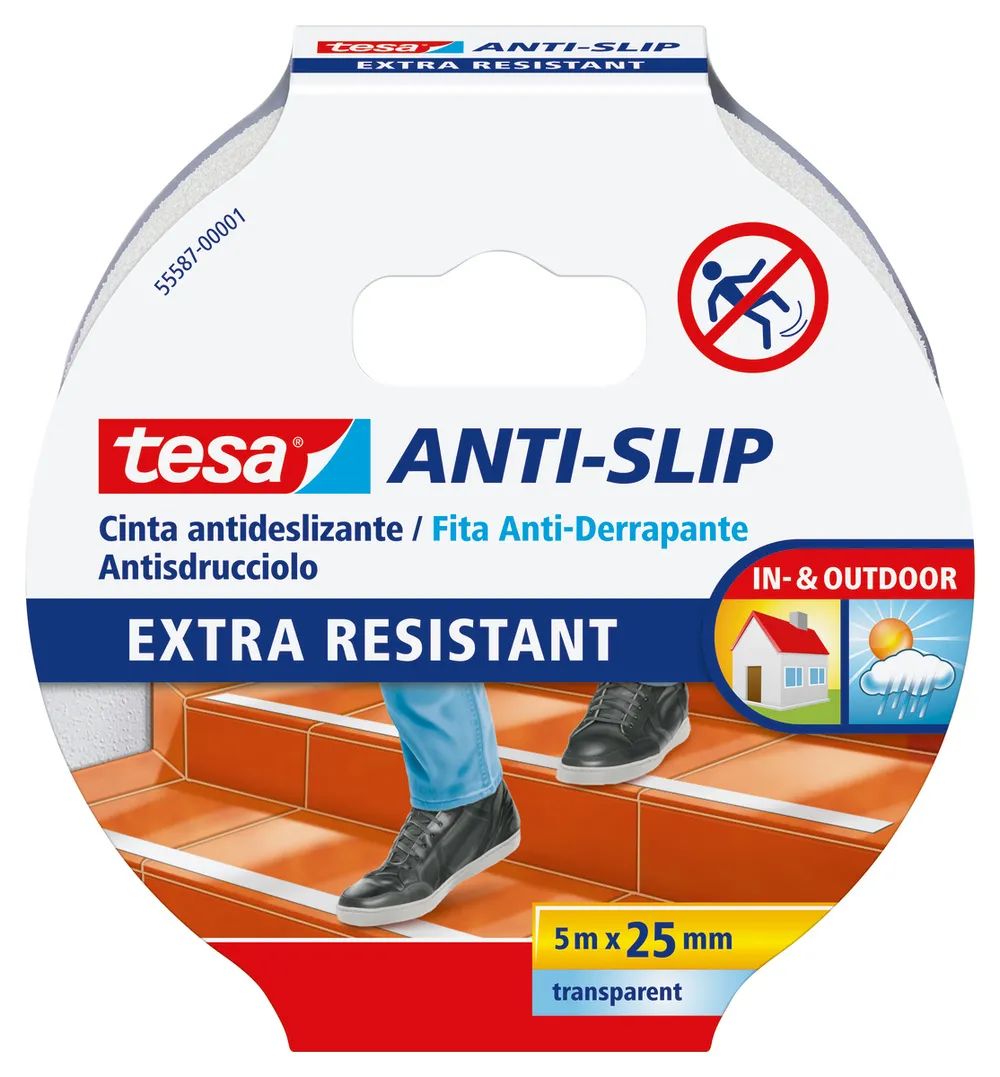 tesa® Anti-Rutschband Transparent, 5m x 25mm, für Bad & Dusche