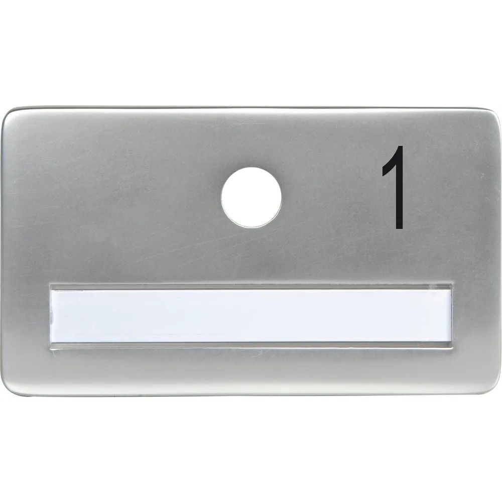 SOLIDO Namensschild ohne Spion, Bohrung ø 14, Alu silber eloxiert, Gravur Nr. 1