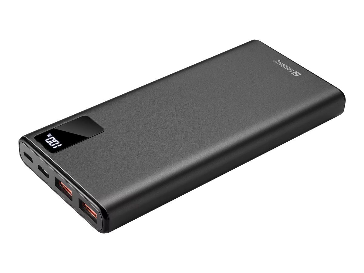 SANDBERG Powerbank - 10000 mAh - 37 Wh - 20 Watt - 3 A - PD, QC 3.0 - 3 Ausgabeanschlussstellen (2 x USB, USB-C)