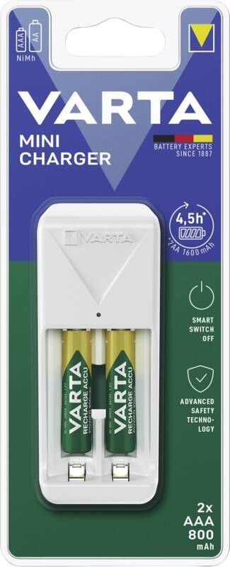 Varta Stecker-Ladegerät Mini Charger 2x AAA 56703 800mAh