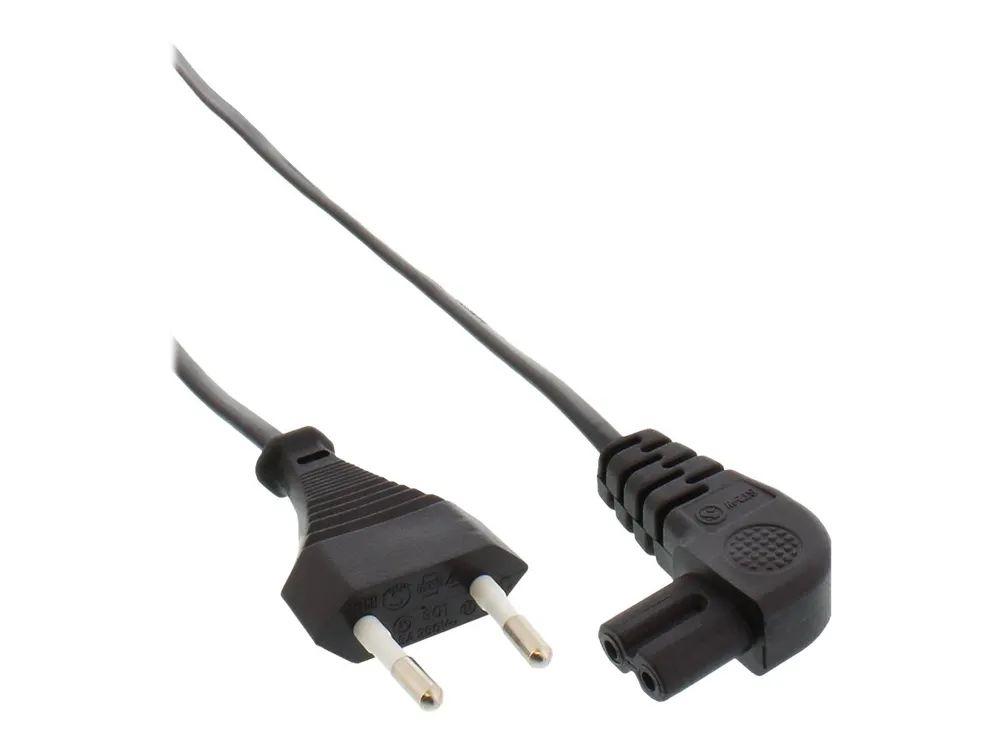 InLine Netzkabel - Netzstecker auf Euro 8 C7 Stecker - gewinkelt - 0,3m