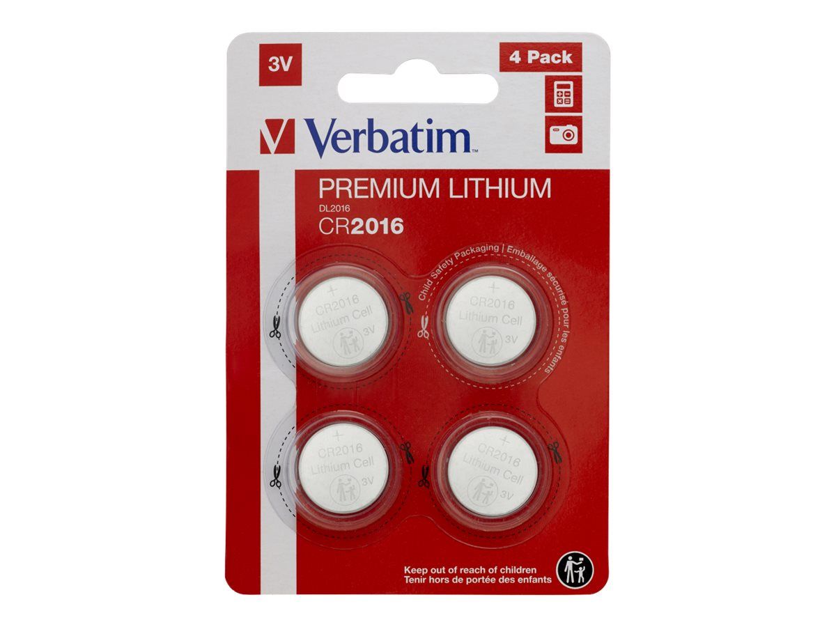 Verbatim Batterie 4 x CR2016 - Li