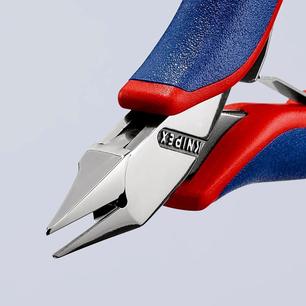KNIPEX Elektronik-Seitenschneider mit durchgestecktem Gelenk mit Mehrkomponenten-Hüllen 115 mm