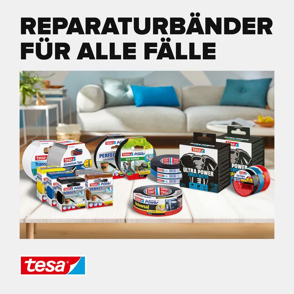 tesa® EXTRA POWER PERFECT Gewebeband schwarz, Dreierpack, Ductape