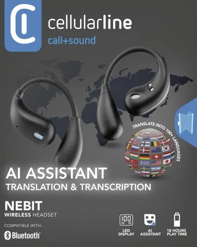 Cellularline True Wireless Open-Ear Headset NEBIT mit KI-Übersetzung
