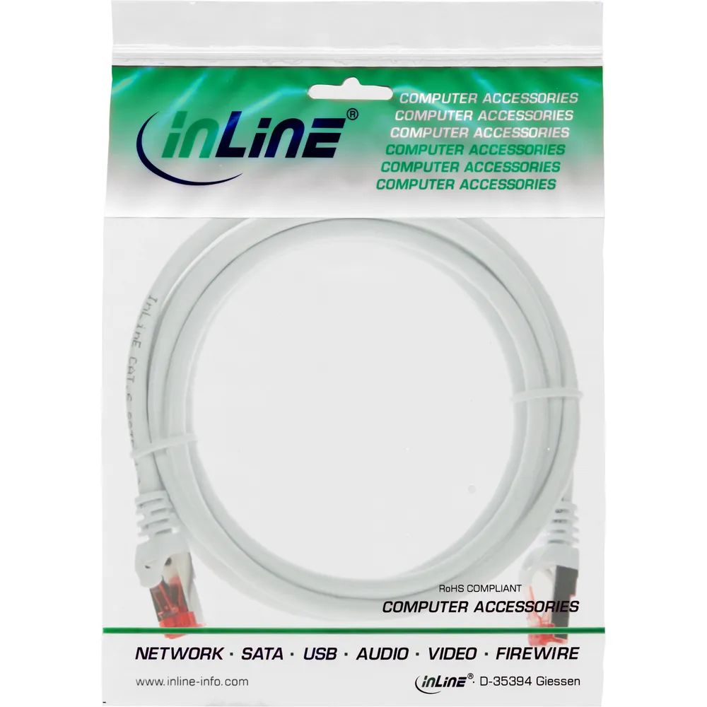 InLine Patchkabel - S/FTP (PiMf) - Cat.6 - halogenfrei - Kupfer - weiß - 2m