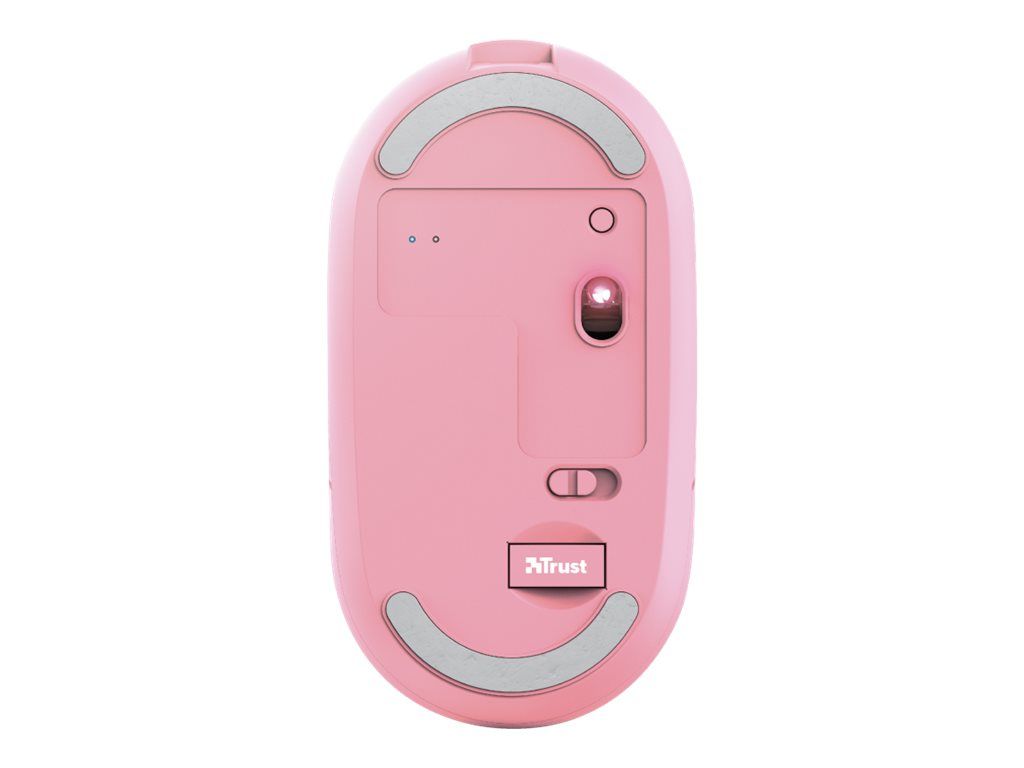 Trust Puck - Maus - rechts- und linkshändig - optisch - 4 Tasten - kabellos - Bluetooth, 2.4 GHz - kabelloser Empfänger (USB)