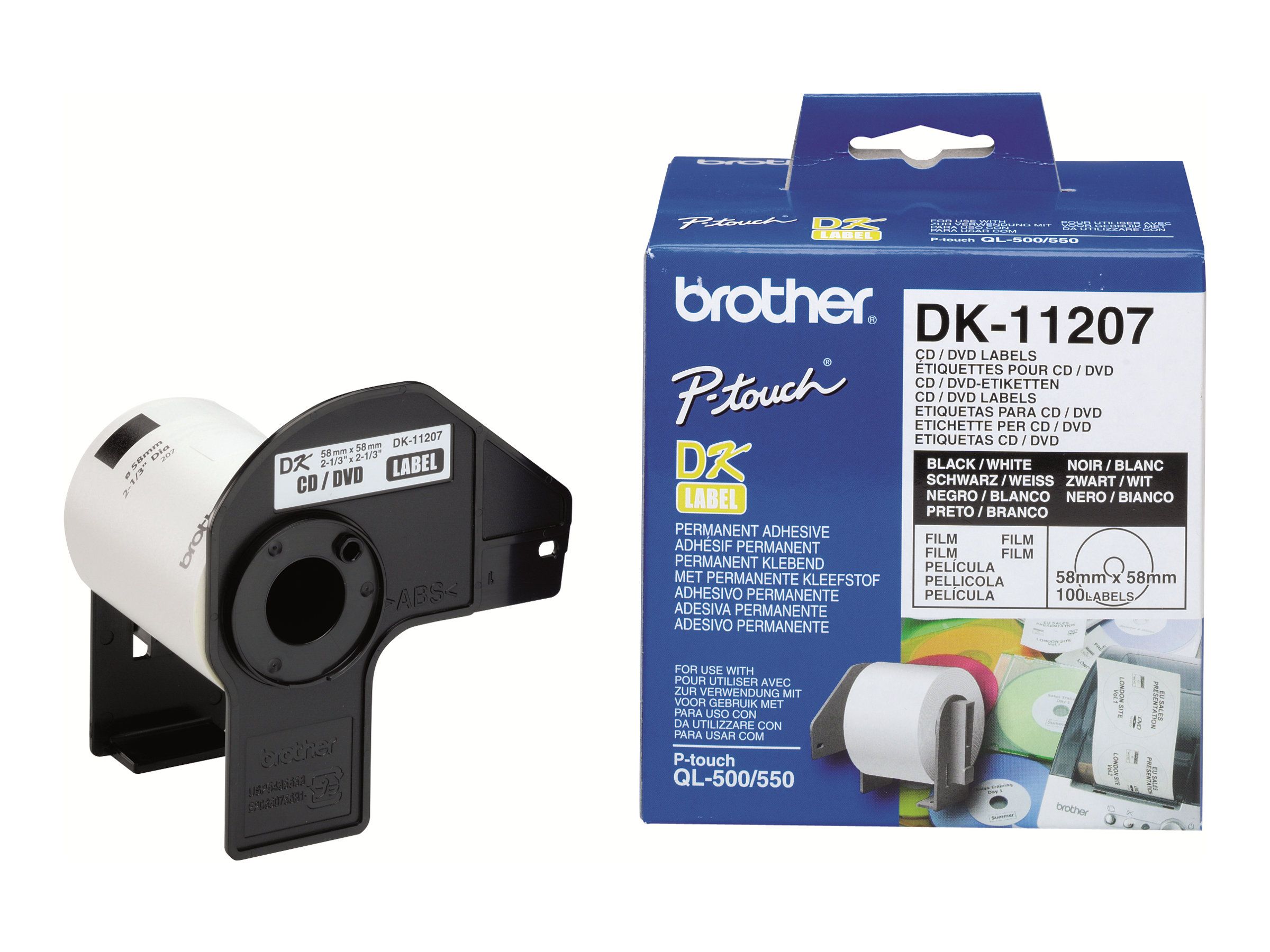 Brother DK-11207 - Schwarz auf Weiß - 100 CD/DVD-Etiketten