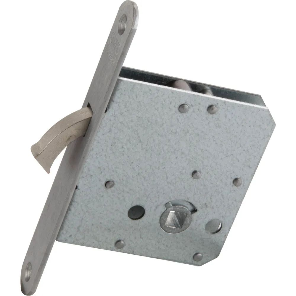 ASSA ABLOY NEDERLAND B.V.***  Schiebetürschloss m. vernickeltem Bogenriegel, WC, DM 55, Stulp rund, Edelstahl