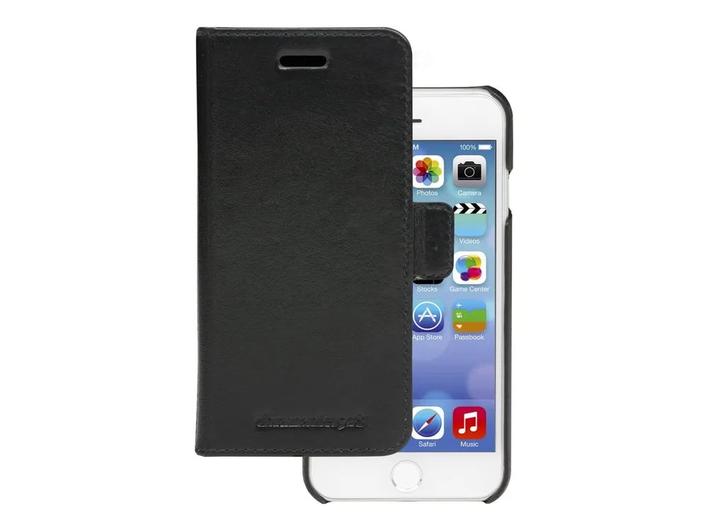 dbramante1928 Lynge - Flip-Hülle für Mobiltelefon - genarbtes Leder - Schwarz - für Apple iPhone 6, 6s, 7, 8, SE (2. Generation)