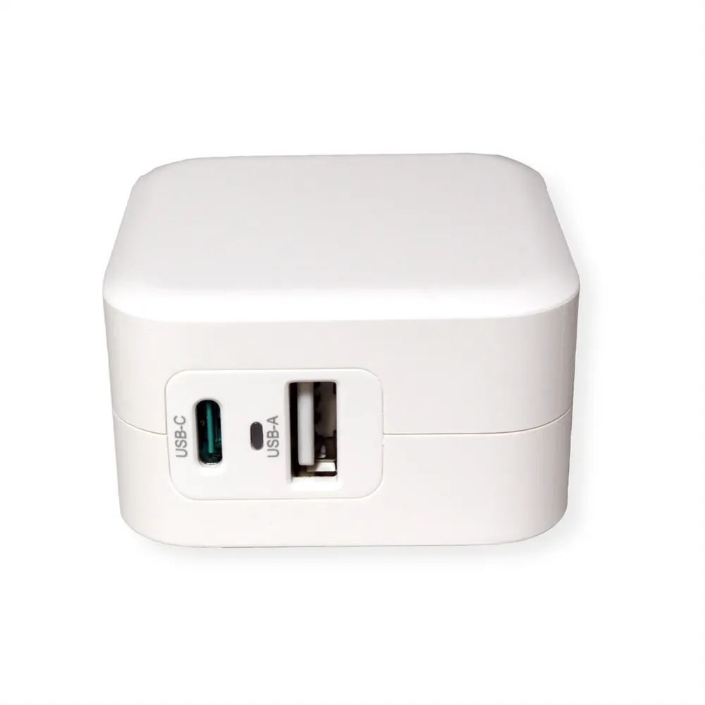 ROLINE USB Charger mit Euro-Stecker, 2 Port (Typ-A QC3.0, Typ-C PD), 38W