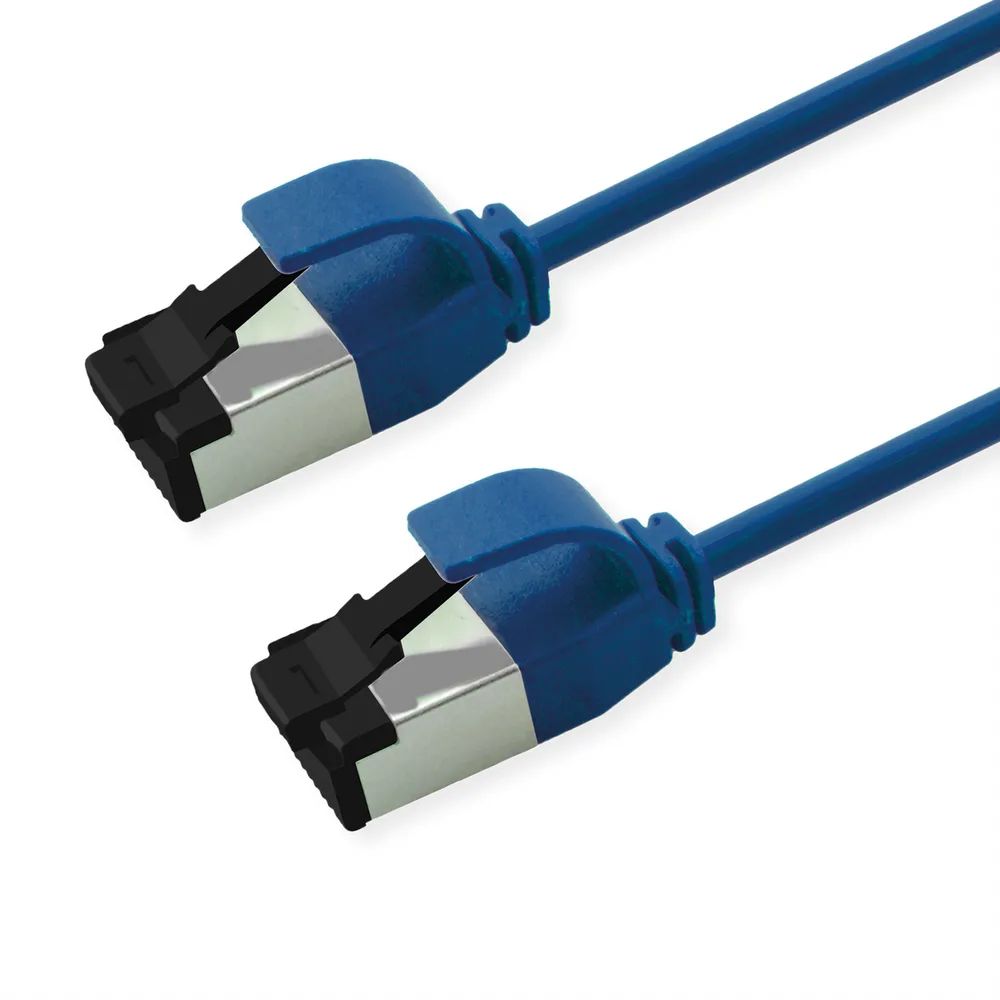 ROLINE S/FTP-(PiMF-) Patchkabel Cat.8 (Class I), Slim, LSOH, PoE, blau, 0,3 m