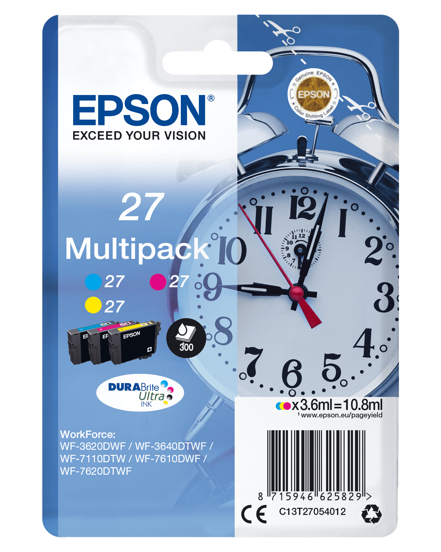 Epson 27 Tinte Wecker Multi, Standard, 3 Farben