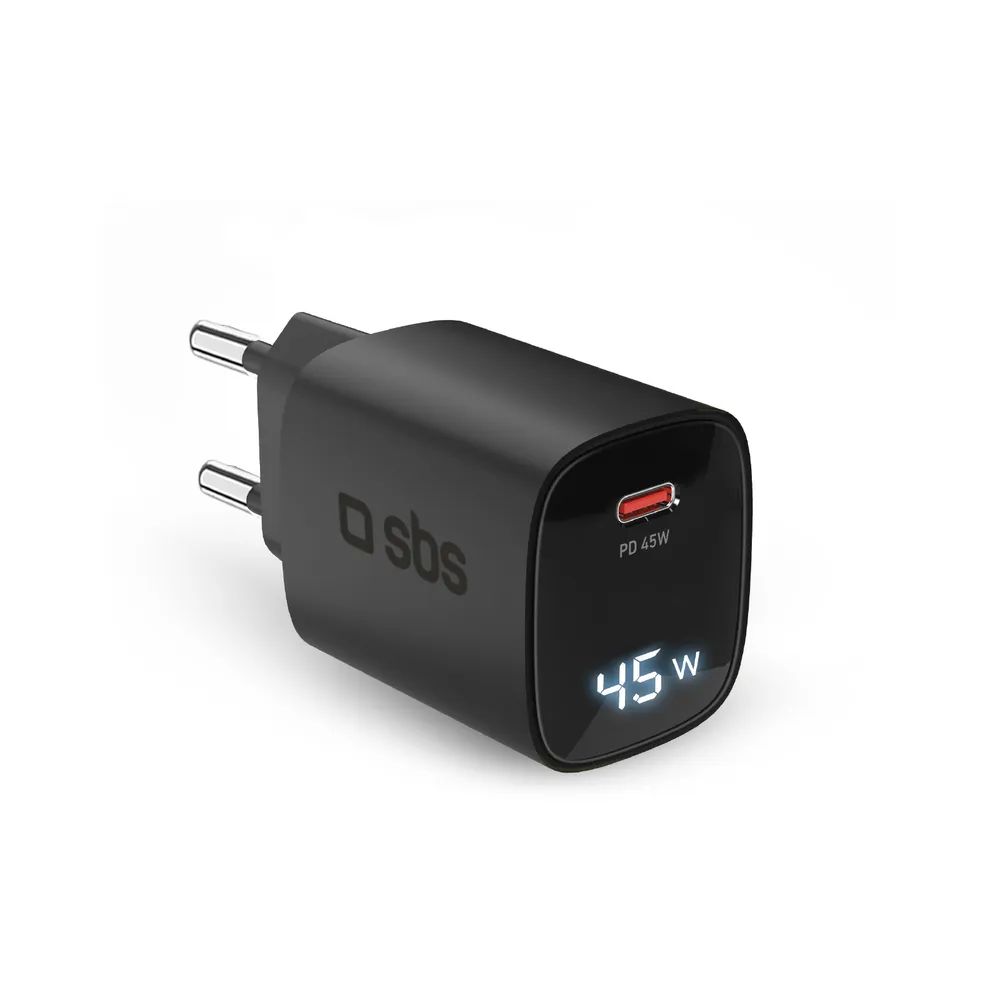 SBS GaN Netzlader, 1x USB-C PD, 45W, mit LCD Anzeige