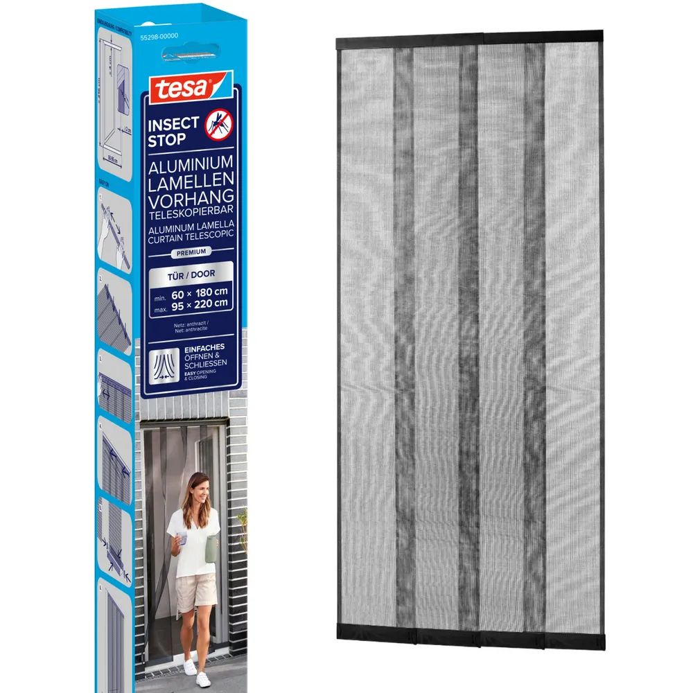 tesa® Insektenschutz Alu Lamellentür 1,20 × 2,50m, Balkon- u. Terrassentüren