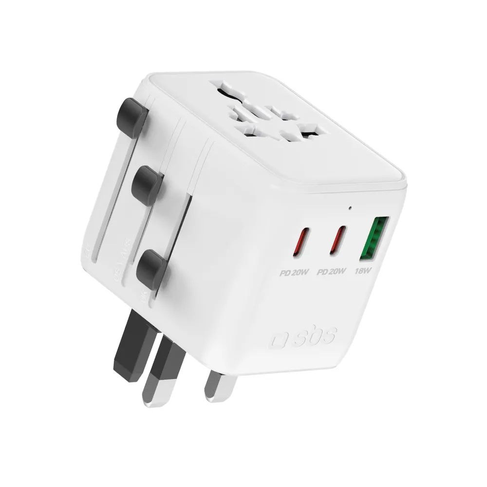 SBS Universal-Reiseadapter Welt, 2x USB-C PD & 1x USB-A, 20W
