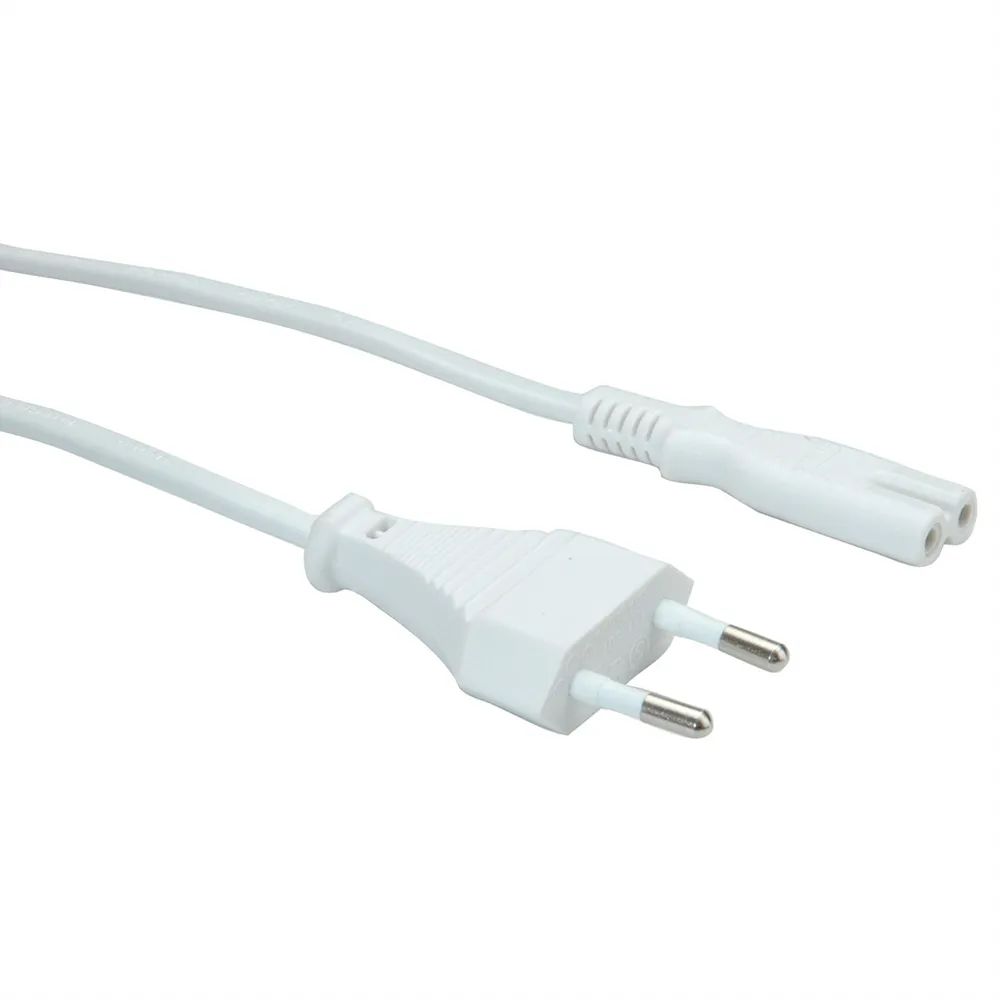 VALUE Netzkabel Euro-Flachstecker auf C7, 2polig, weiß, 3 m