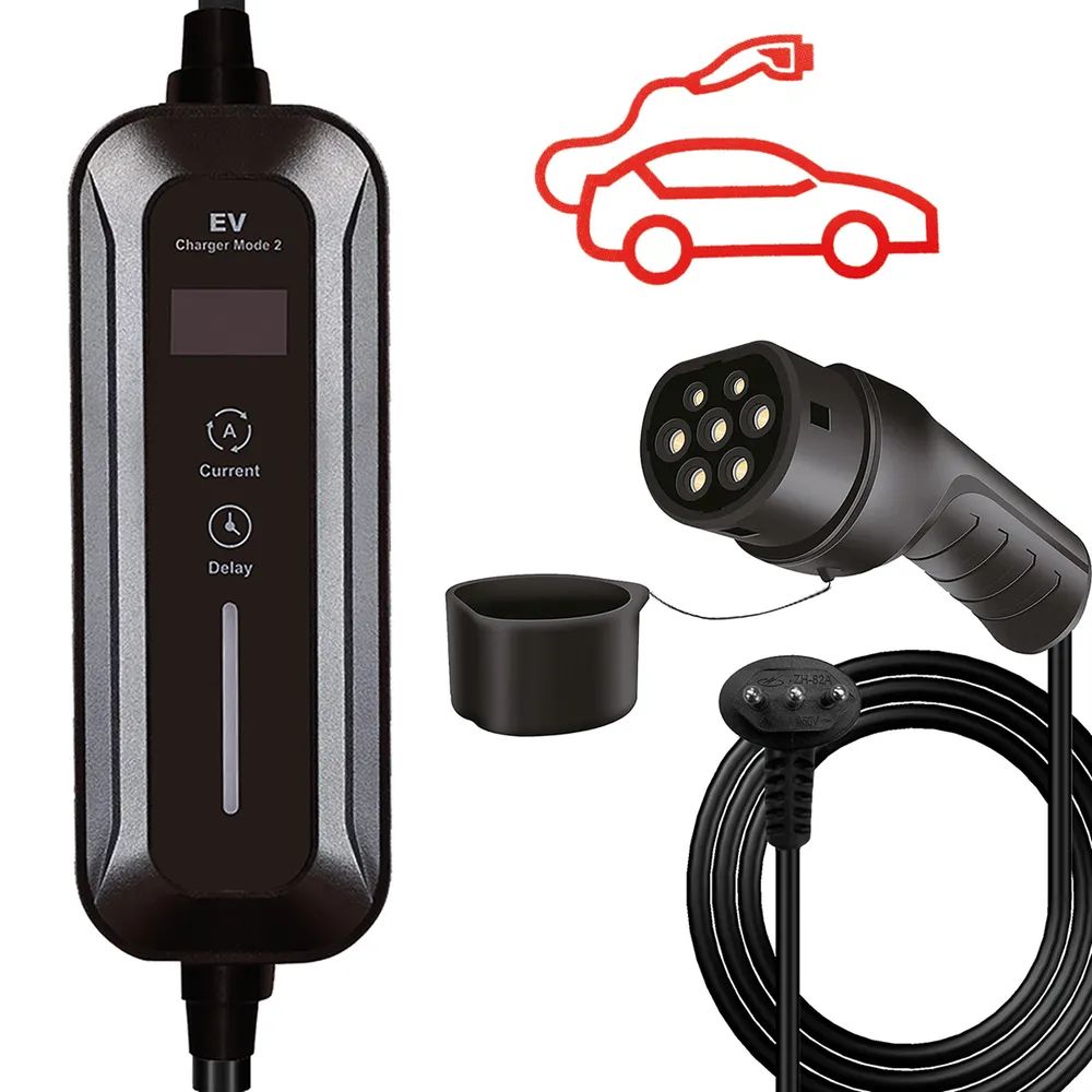 ROLINE Tragbares E-Auto Ladegerät, CEI23-50 (IT, Typ-L) & Typ2 Stecker, 1-phasig, Mode 2, 16 A, 3,6 kW, 7,5 m