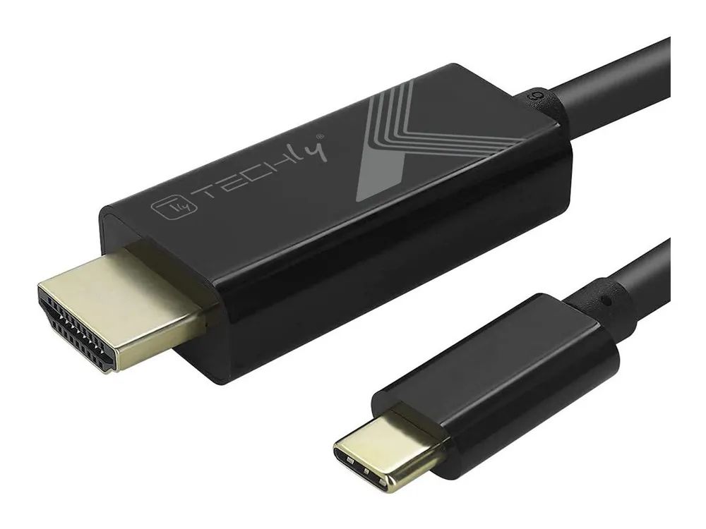 Techly Adapterkabel - 24 pin USB-C männlich zu HDMI männlich - 5 m - Schwarz - rund, unterstützt 4K 60 Hz (3840 x 2160)