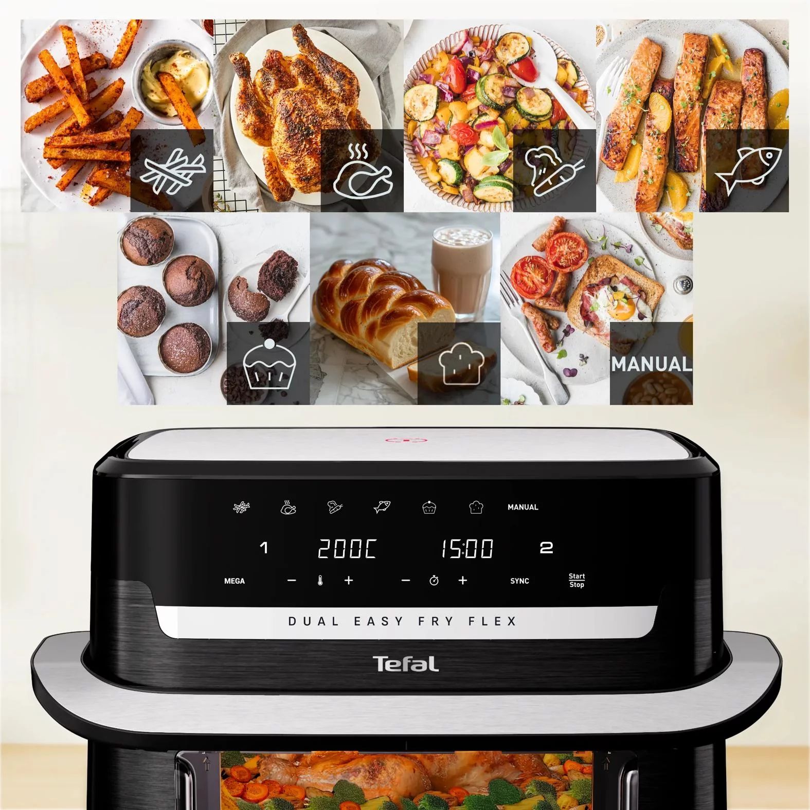 Tefal EY9228 Heißluftfritteuse Dual Easy Fry Flex (9L)