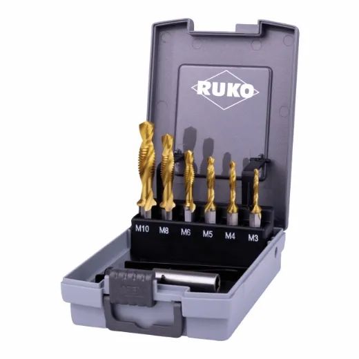 RUKO Kombi-Maschinengewindebohrer-Satz lang HSS TiN