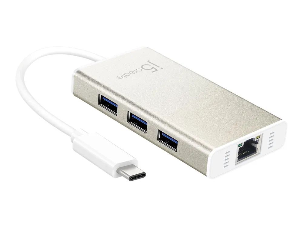 j5create JCH471 - Netzwerkadapter - USB-C - Gigabit Ethernet x 1 + USB 3.0 x 3