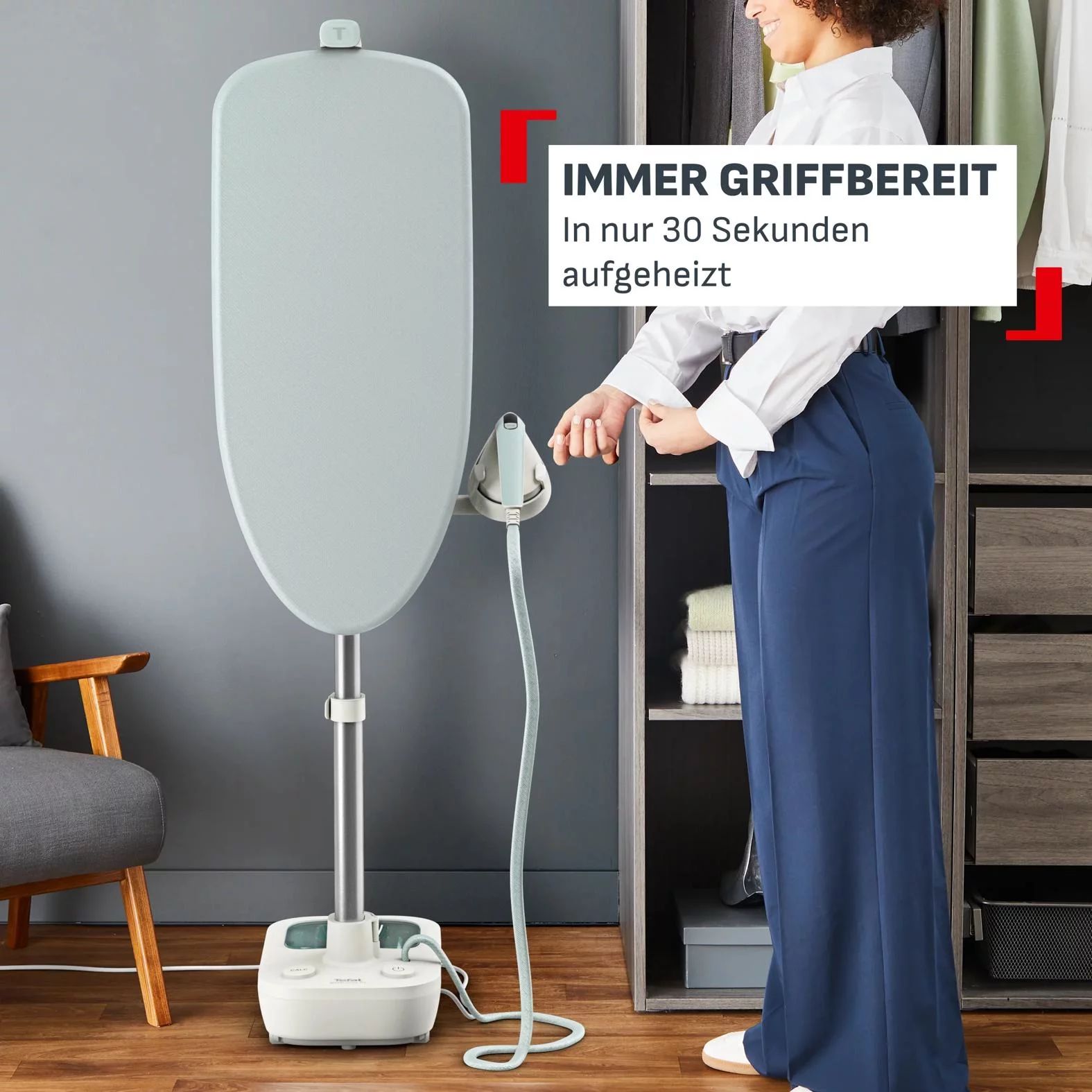 Tefal QT1214 All-in-One Dampfbügellösung, Steam Board 450 - EUKALYPTUS/CREMEWEIß