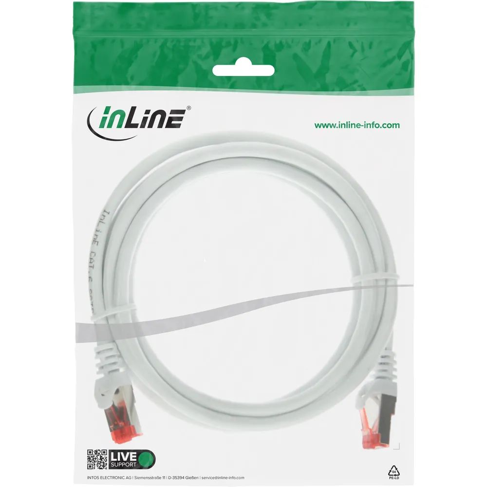InLine Patchkabel - S/FTP (PiMf) - Cat.6 - 250MHz - PVC - Kupfer - weiß - 0,5m