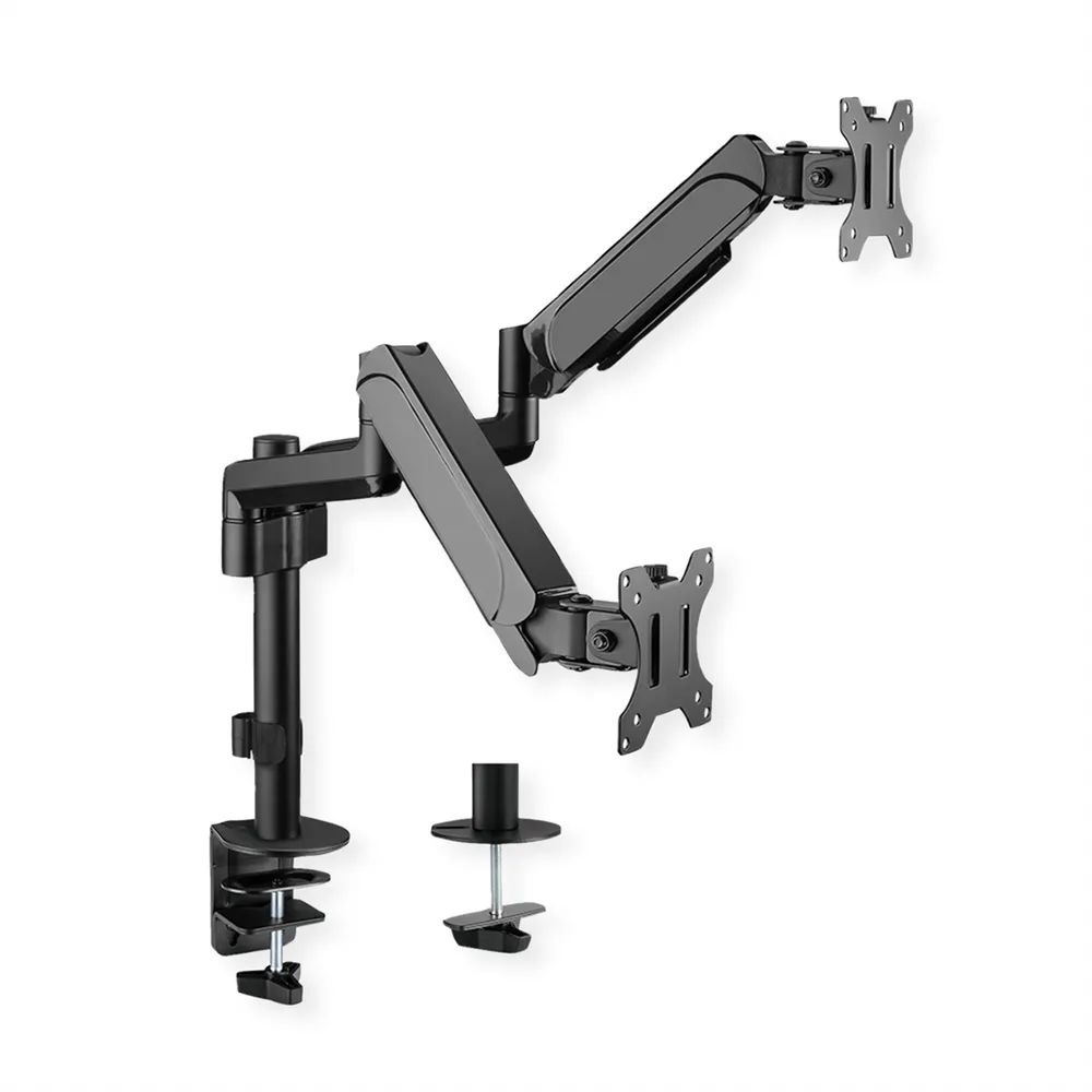 VALUE Dual LCD-Arm Trägerstange, 4 Gelenke, Tischmontage, 17-32 Zoll, bis 2x 9 kg