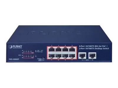 Planet FSD-1008HP - Switch - unmanaged - 8 x 10/100 (PoE+)