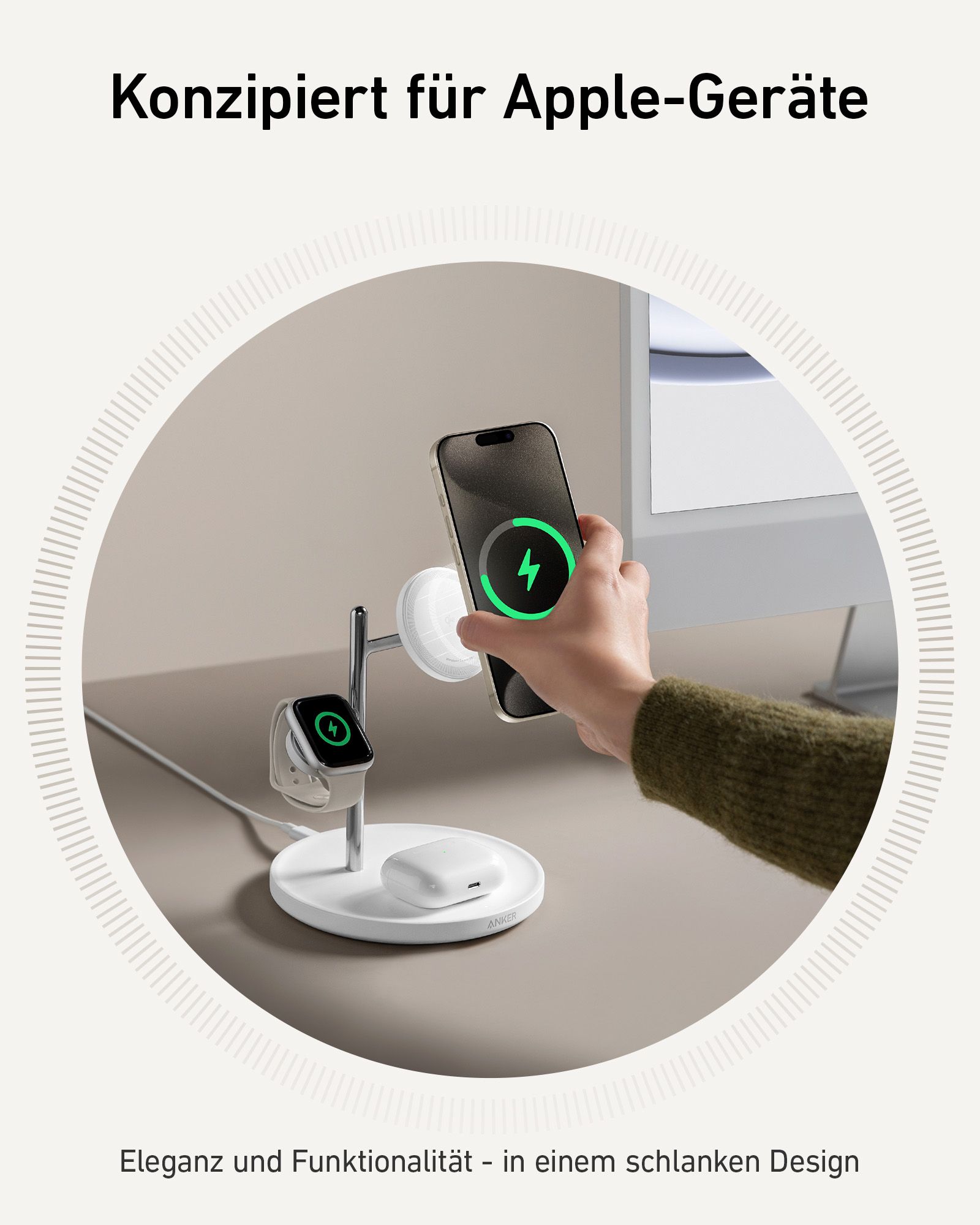 Anker Innovations MagGo Magnetic Wireless Charger 15W 3-in-1 Pad White