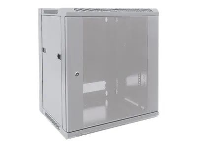 Intellinet Network Cabinet, Wall Mount (Standard), 15U, Usable Depth 260mm/Width 510mm, Grey, Flatpack, Max 60kg, Metal & Glass Door, Back Panel, Removeable Sides, Suitable also for use on desk or floor, 19",Parts for wall install (eg screws/rawl plu