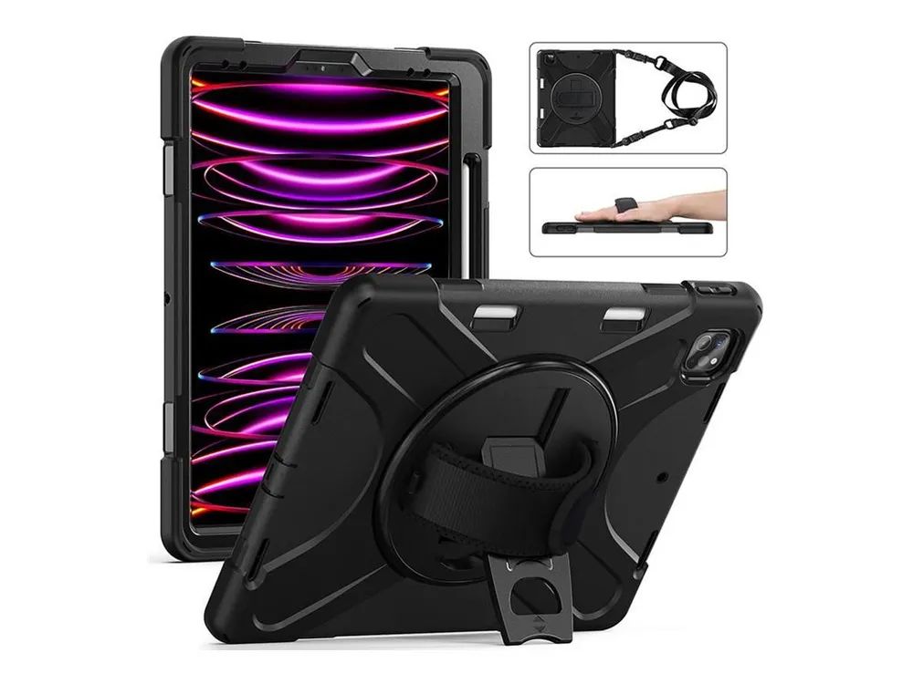 eSTUFF AUSTIN - Hintere Abdeckung für Tablet - widerstandsfähig - Polycarbonat, Silikon - Schwarz - für Apple 13-inch iPad Air (M2)
