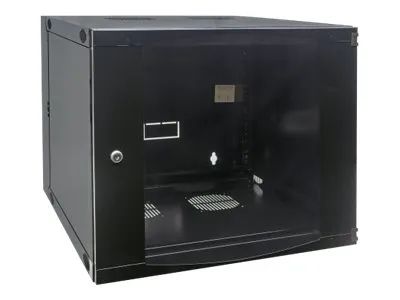 Intellinet Network Cabinet, Wall Mount (Double Section Hinged Swing Out), 6U, Usable Depth 235mm/Width 465mm, Black, Flatpack, Max 30kg, Swings out for access to back of cabinet when installed on wall, 19", Parts for wall install (eg screws/rawl plug