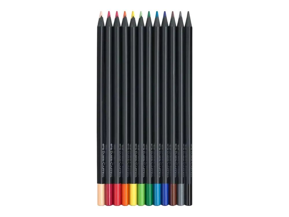 FABER-CASTELL Black Edition - Farbstift - ausgewählte leuchtende Farben (Packung mit 12)