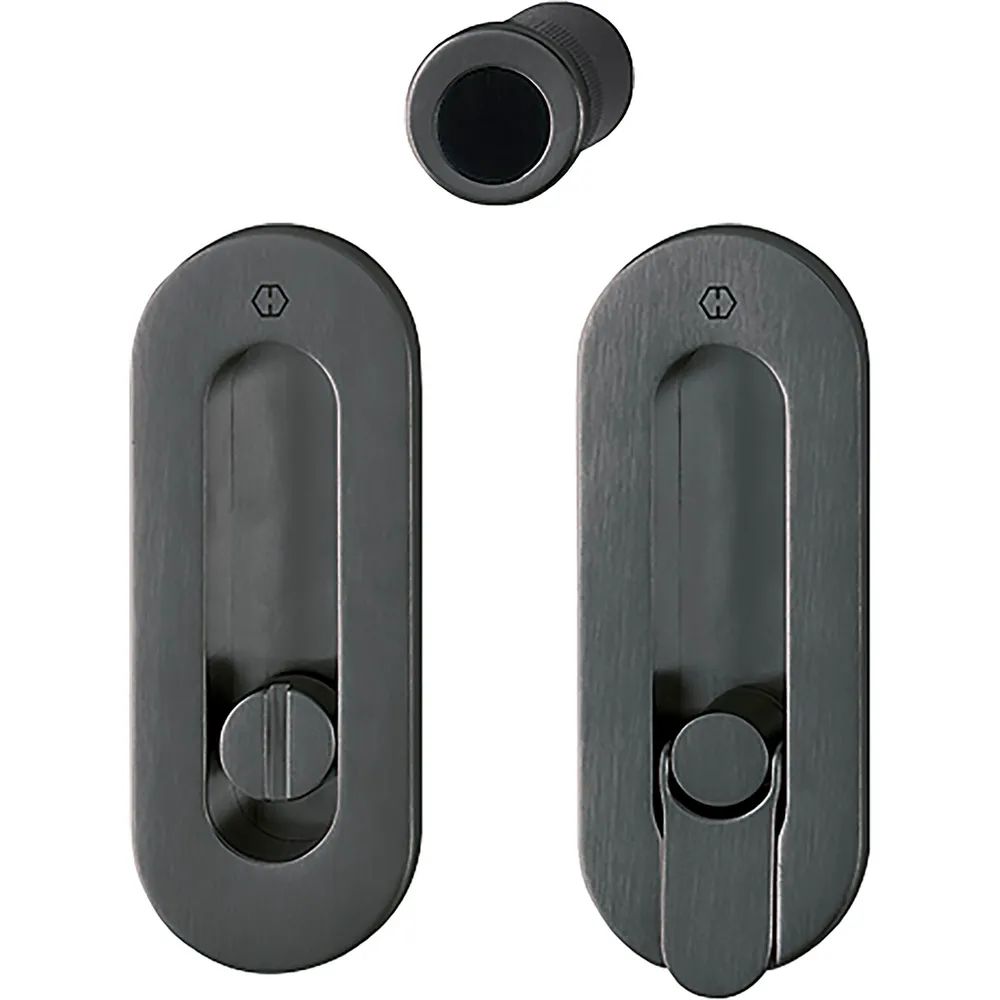 HOPPE Schiebetürmuschel Set M472 -WC, ovale Rosette, Messing schwarz satiniert