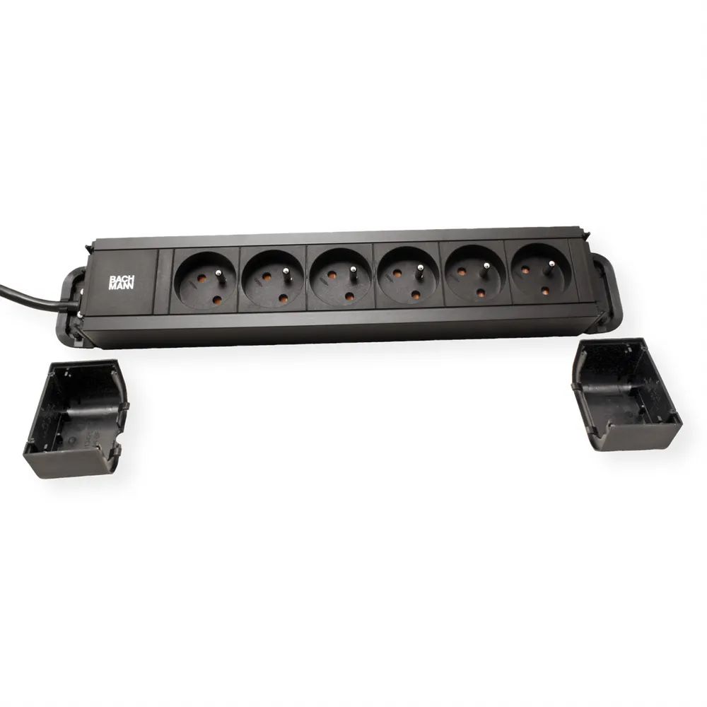 BACHMANN PRIMO 2 6xUTE 2,0m CEE7/7, schwarz, 2 m