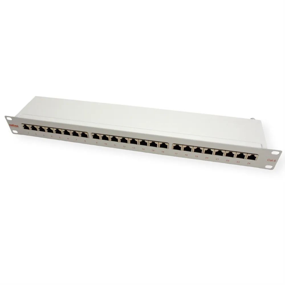 ROLINE Cat.6 (Class E) 19-Zoll-Patchpanel, 24P, geschirmt, grau