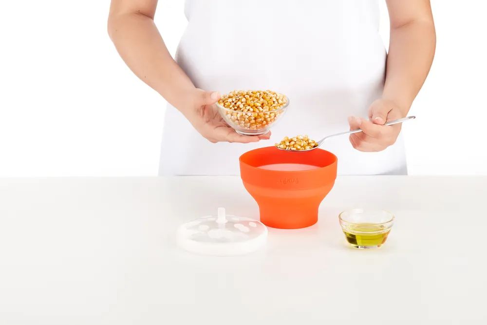 Lékué Kleiner MW-Popcorn-Maker, 2er-Set - Red