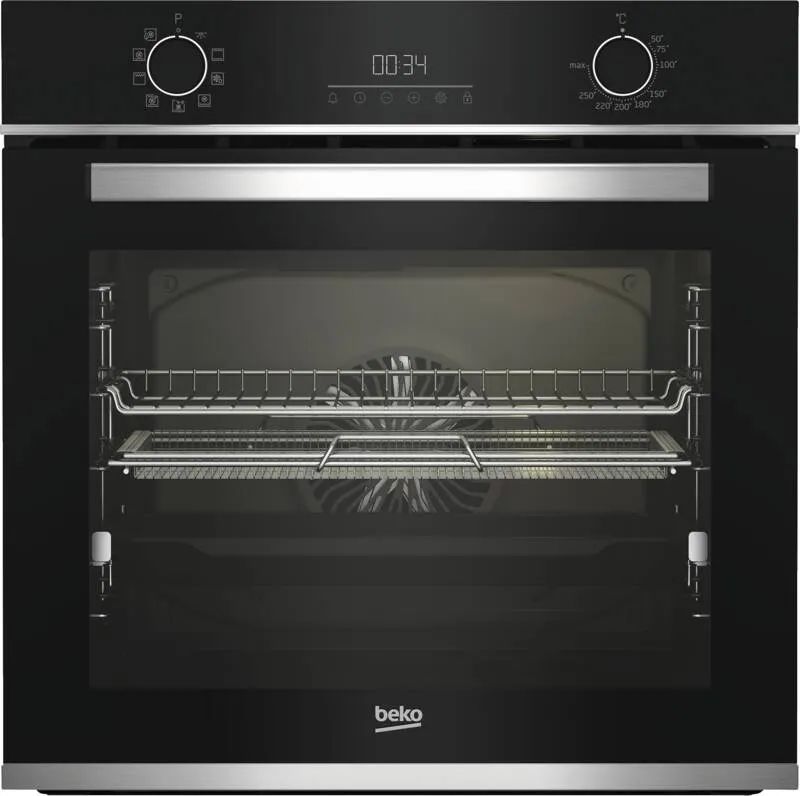 Beko BBIMA13300XS Multifunktionsbackofen mit SoftClose Door, Edelstahl und Schwarzes Glas