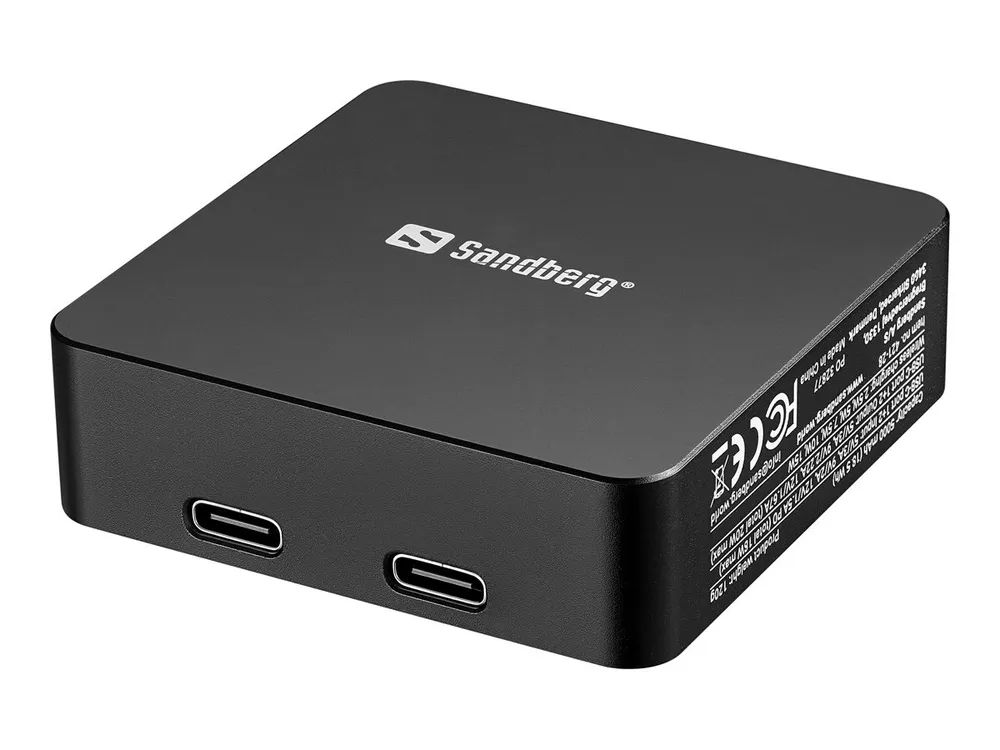 SANDBERG 3in1 - Induktive Power Bank - 5000 mAh - 18.5 Wh - 20 Watt - 3 A - PD - 2 Ausgabeanschlussstellen (24 pin USB-C)