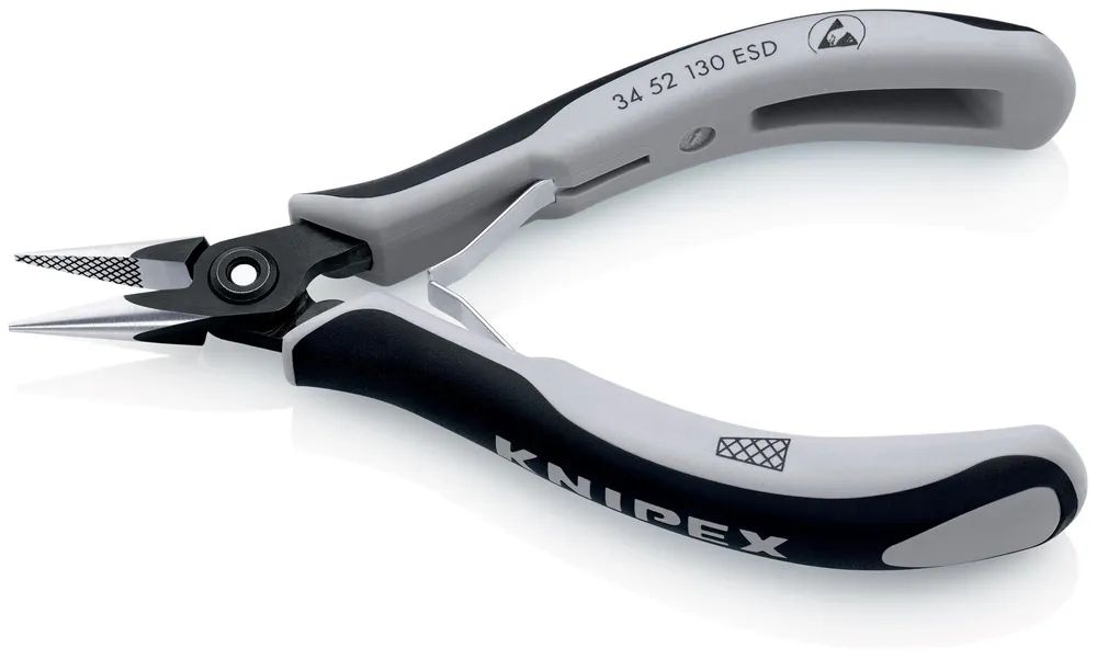 KNIPEX Präzisions-Elektronik-Greifzange ESD mit Mehrkomponenten-Hüllen brüniert 130 mm