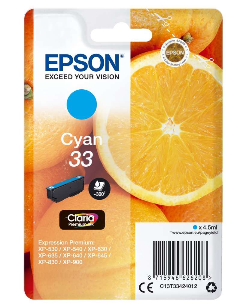 Epson 33 Tinte Orange Single, Standard, cyan