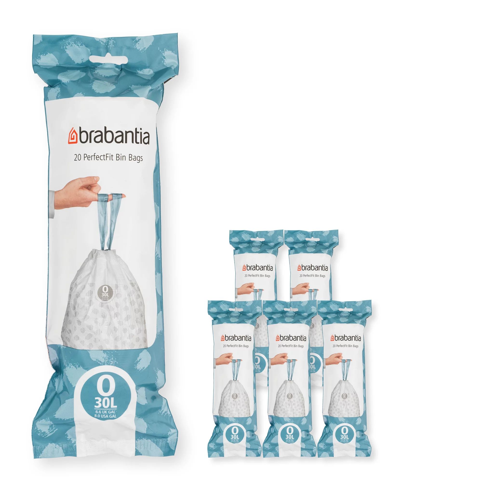 Brabantia Müllbeutel, Online Exlusive PerfectFit Beutel 30 L (O) Multipack 120Stk,6x20