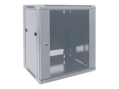 Intellinet Network Cabinet, Wall Mount (Standard), 12U, Usable Depth 410mm/Width 510mm, Grey, Flatpack, Max 60kg, Metal & Glass Door, Back Panel, Removeable Sides, Suitable also for use on desk or floor, 19",Parts for wall install (eg screws/rawl plu