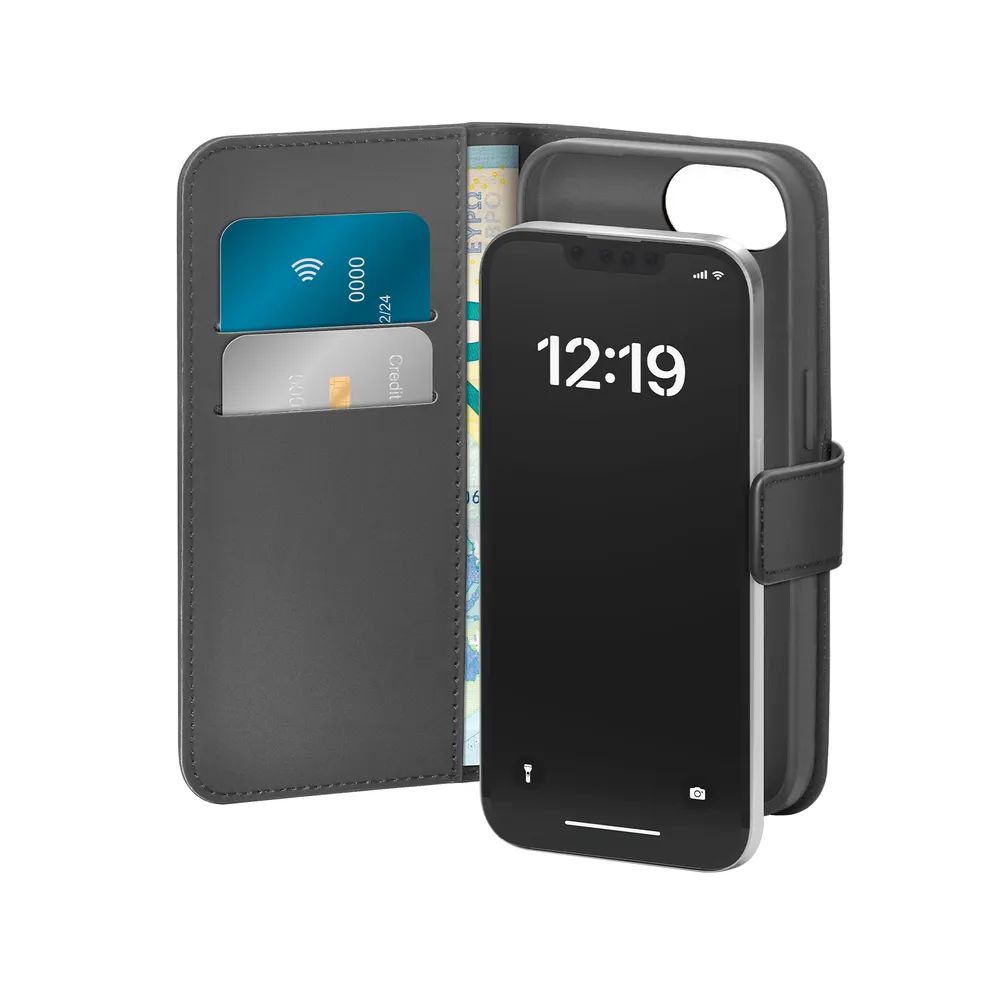 PURO WALLET STAND Bookcase für iPhone 16E/17E, schwarz