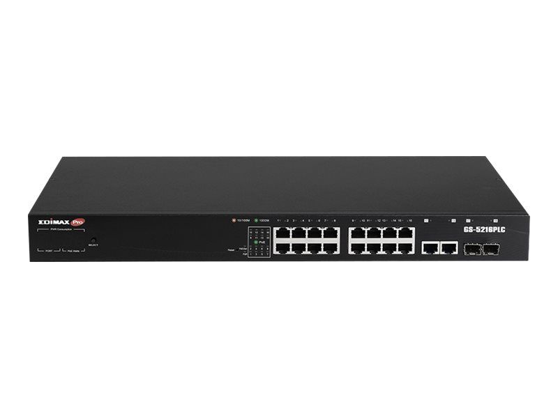 Edimax GS-5216PLC - Switch - Smart - 16 x 10/100/1000 + 2 x Combo Gigabit SFP/RJ-45 (Uplink)