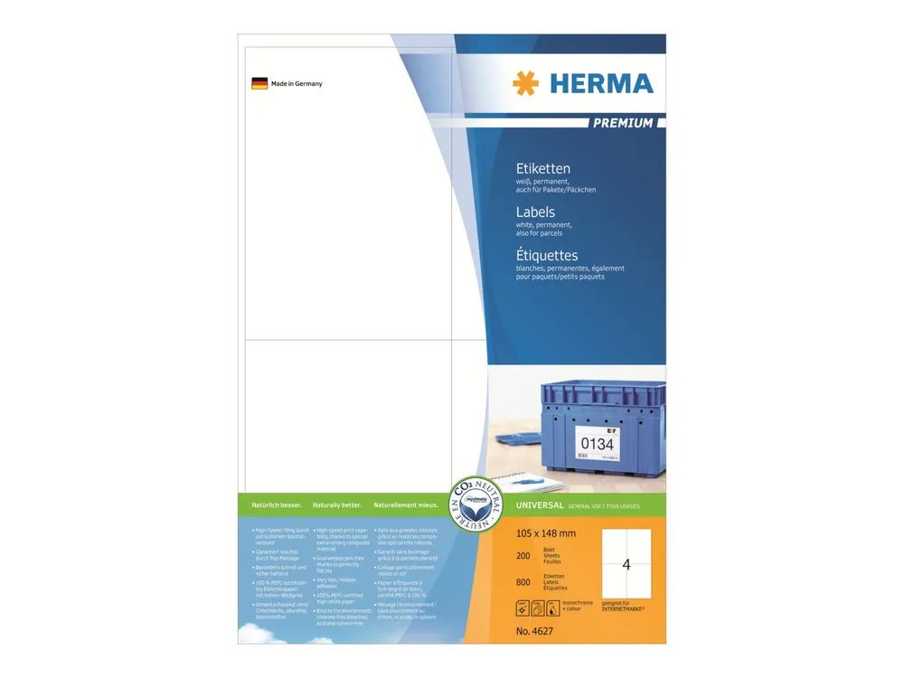 HERMA Premium - Papier - matt - permanent selbstklebend - weiß - A6 (105 x 148 mm)